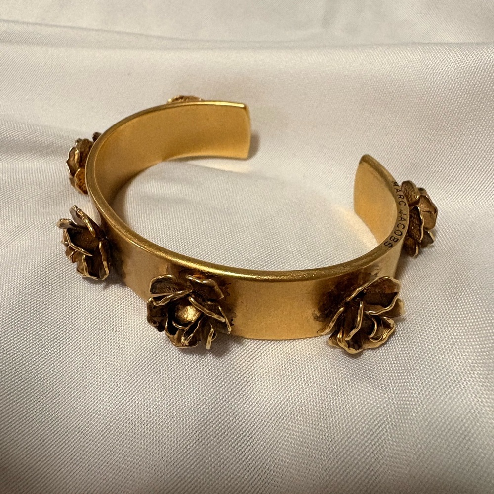 Marc Jacobs Gold Flower Cuff Bangle Bracelet